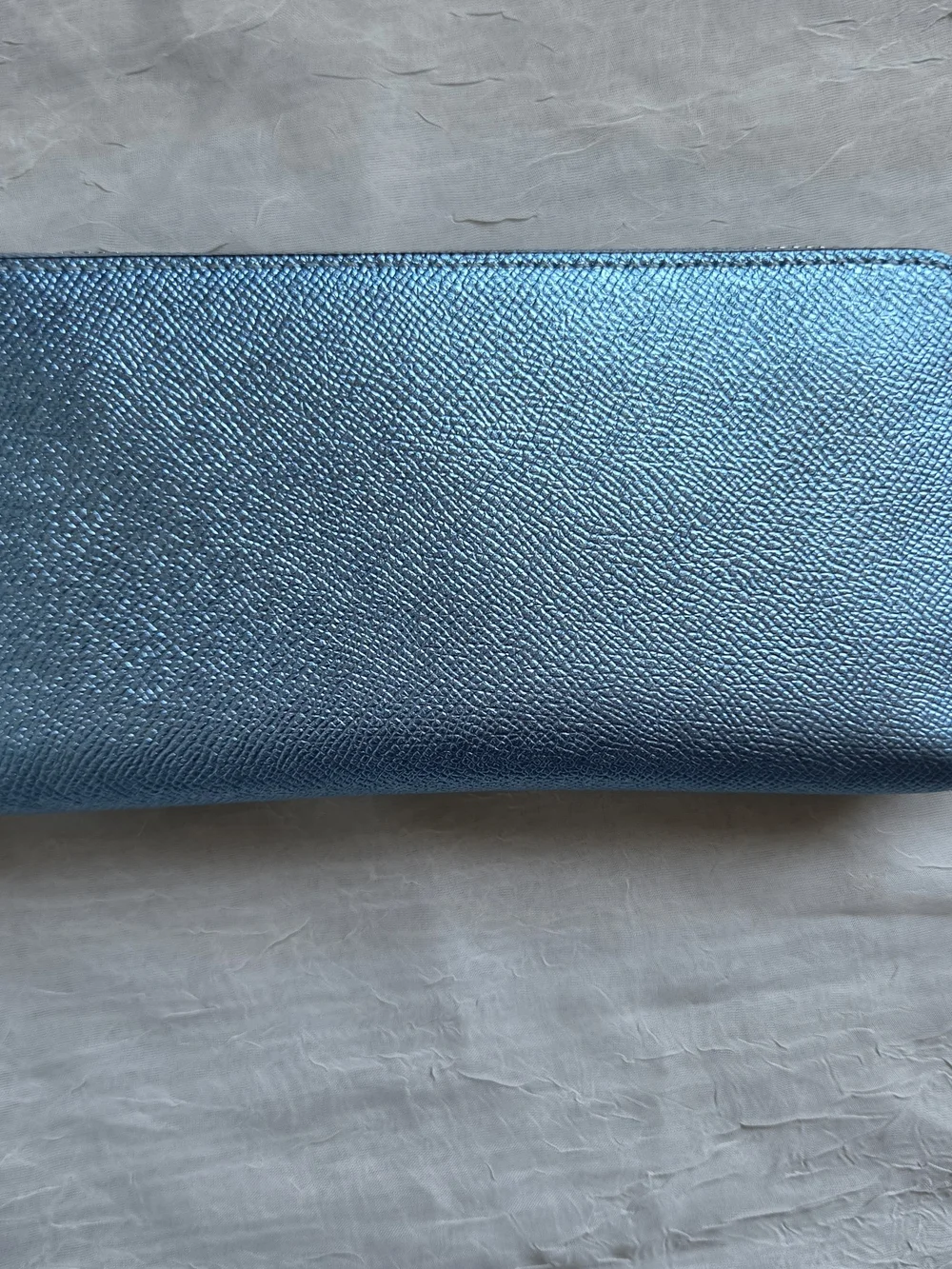 Coach Accordion Zip Wallet in Metallic Blue